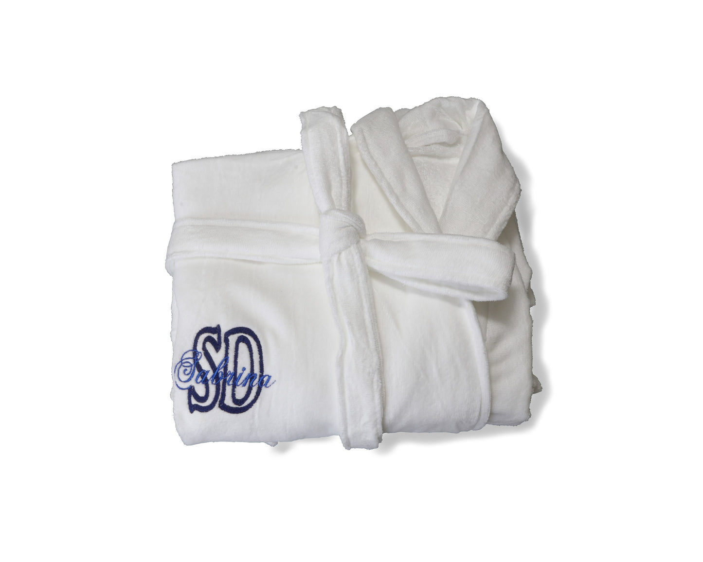 Unisex Terry Velvet Cotton Luxury Robe. Name Over Monogram, Design 2