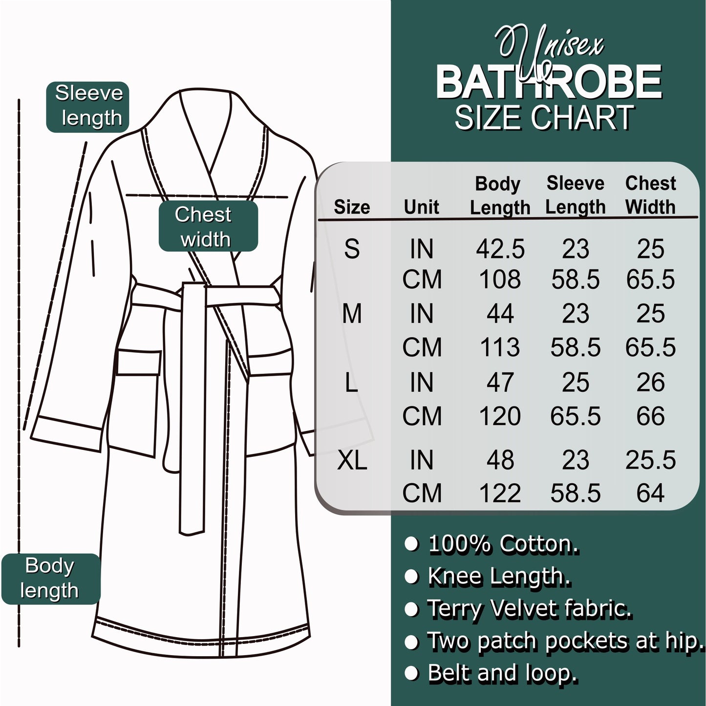 Personalized Unisex Terry Velvet Cotton Luxury Robe, Split Initial Monogram, Design 3