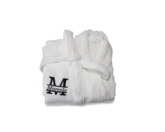 Personalized Unisex Terry Velvet Cotton Luxury Robe, Split Initial Monogram, Design 3