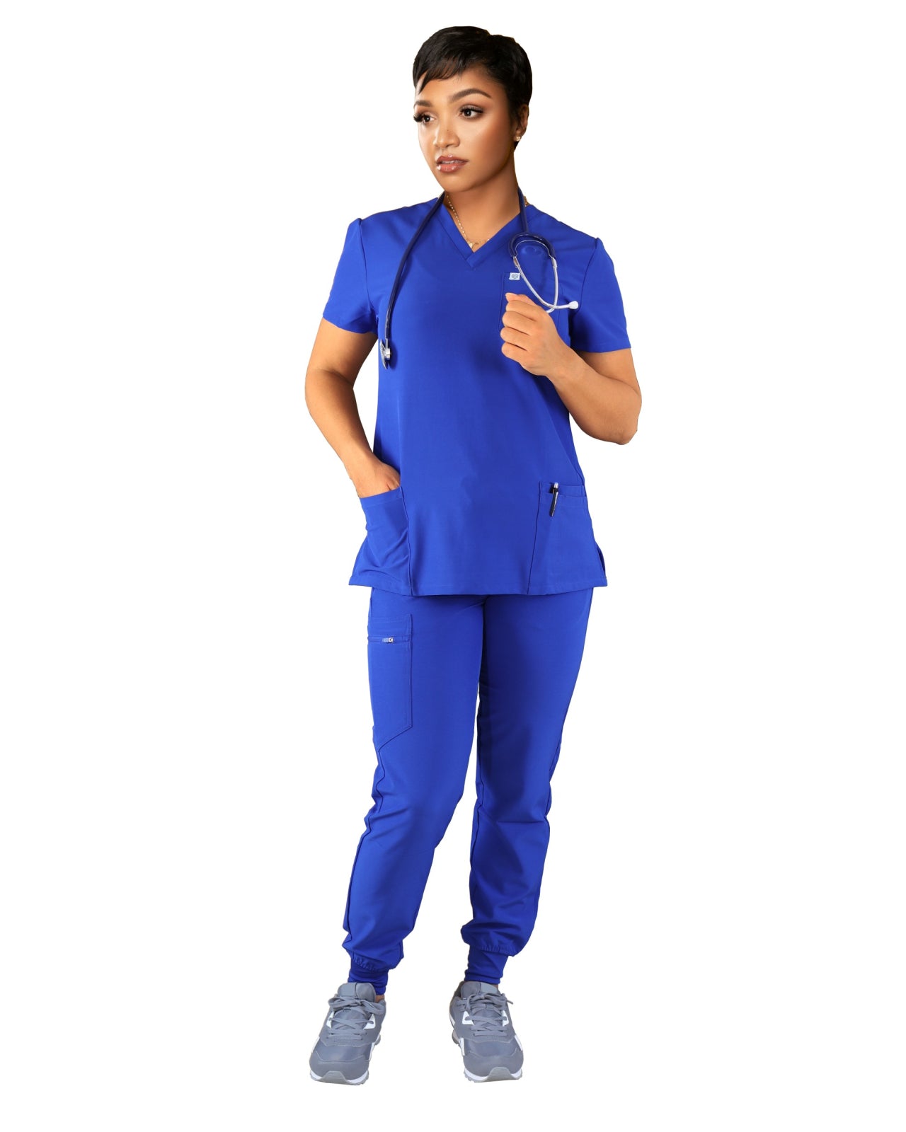 Women’s royal blue scrub set for nursing students