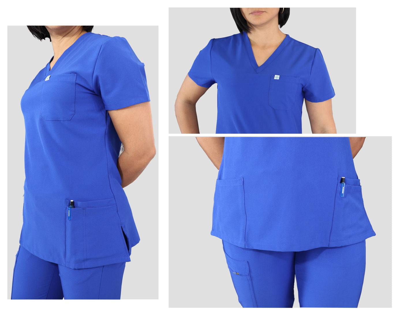 Women’s royal blue scrub top for nursing students
